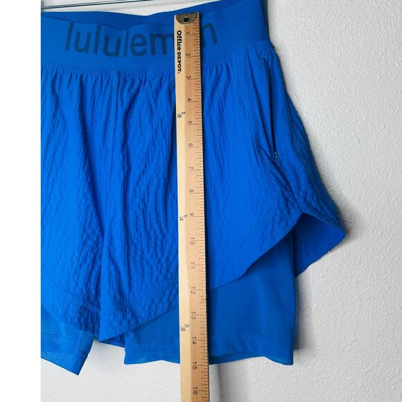 Lululemon Blue Crinkle High Rise Shorts Size 4 Women's Lined Athletic - Picture 14 of 14